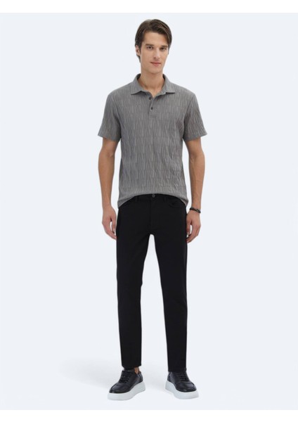 Antrasit Desenli Polo Yaka Pamuk T-Shirt fiyatları