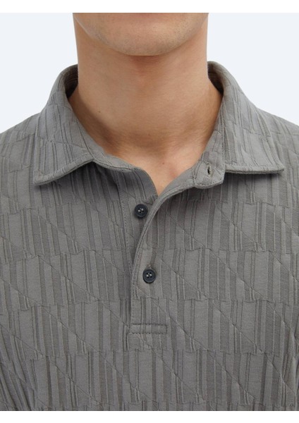 Antrasit Desenli Polo Yaka Pamuk T-Shirt indirimleri