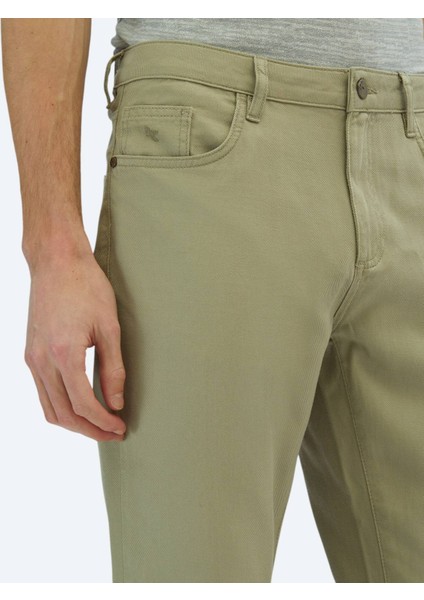 Açık Yeşil Düz Dokuma Regular Fit Casual Pamuk Karışımlı Pantolon