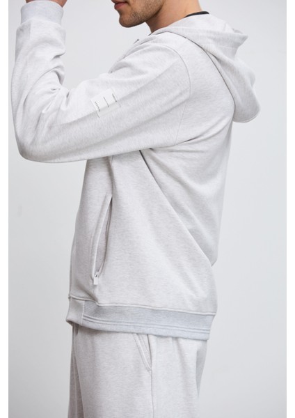Fermuarlı Kapüşonlu Teknik Sweatshirt