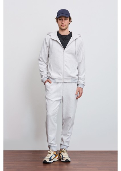 Fermuarlı Kapüşonlu Teknik Sweatshirt
