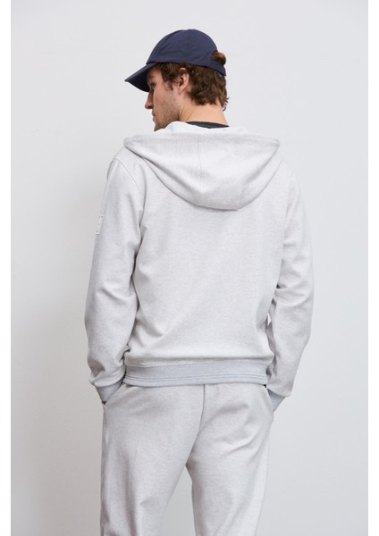 Fermuarlı Kapüşonlu Teknik Sweatshirt