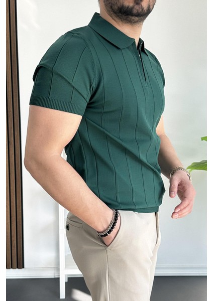 Erkek Yarım Fermuarlı Polo Yaka Tişört Kiremit EDW257 modelleri