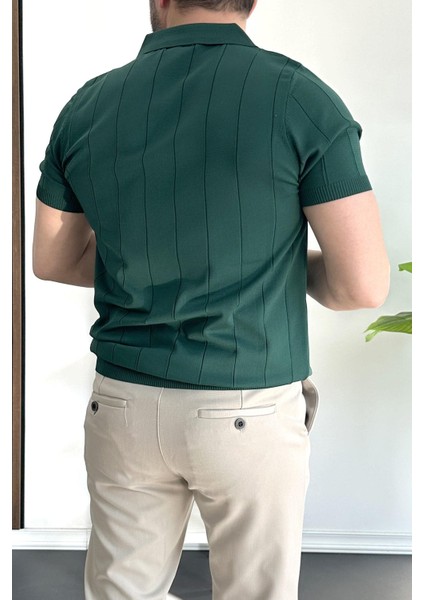 Erkek Yarım Fermuarlı Polo Yaka Tişört Kiremit EDW257 fırsatları