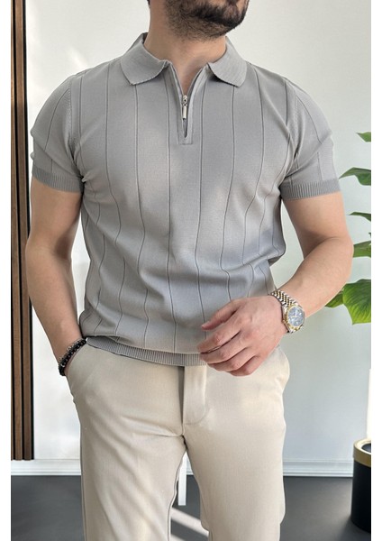 Erkek Yarım Fermuarlı Polo Yaka Tişört Kiremit EDW257 fiyatları