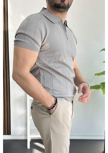 Erkek Yarım Fermuarlı Polo Yaka Tişört Kiremit EDW257 modelleri