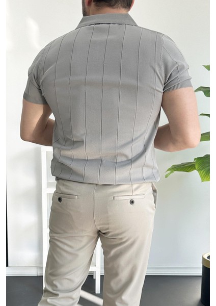 Erkek Yarım Fermuarlı Polo Yaka Tişört Kiremit EDW257 fırsatları