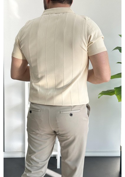 Erkek Yarım Fermuarlı Polo Yaka Tişört Kiremit EDW257 fırsatları