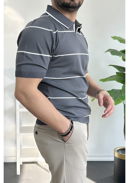 Erkek Açık Yaka Yan Çizgili Tişört Yeşil EDW259 modelleri