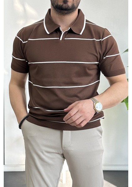 Erkek Açık Yaka Yan Çizgili Tişört Yeşil EDW259 fiyatları