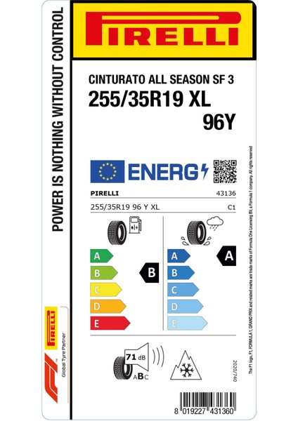 255/35 R19 96Y Xl Cınturato All Season Sf3 Oto 4 Mevsim Lastiği (Üretim Yılı: 2025) fiyatları