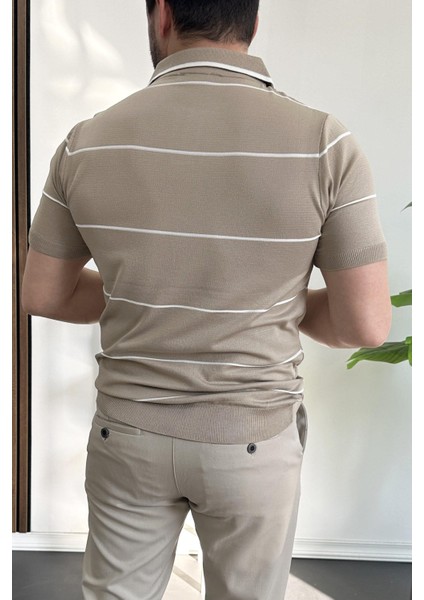 Erkek Açık Yaka Yan Çizgili Tişört Yeşil EDW259 fırsatları