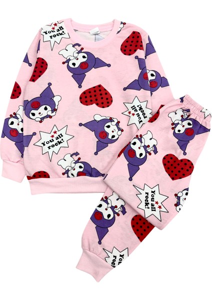 Kız Çocuk Pamuklu Mevsimlik Pembe Kuromi Desen Uzun Kollu Pijama Takımı fiyatları