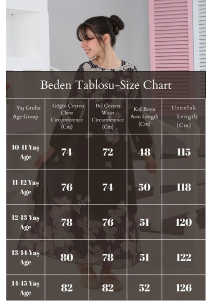 Kız Çocuk Çiçek Desenli Şifon Elbise – Uzun, Astarlı, Tesettüre Uygun ELBISE-ELB-0040