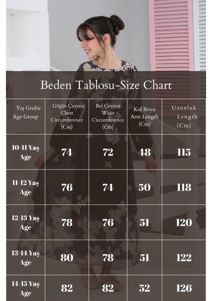 Kız Çocuk Çiçek Desenli Şifon Elbise – Uzun, Astarlı, Tesettüre Uygun ELBISE-ELB-0040