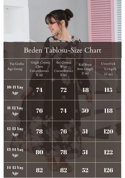 Kız Çocuk Çiçek Desenli Şifon Elbise – Uzun, Astarlı, Tesettüre Uygun ELBISE-ELB-0040