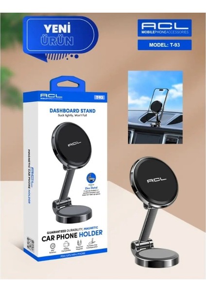 T-93 Gösterge P. Için,mıknatıslı, Çinko Metalli, Araç Içi Telefon Tutucu