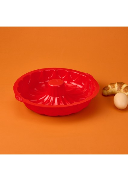 Klasik Silikon Büyük Kek Kalıbı - Kırmızı - 35 cm modelleri