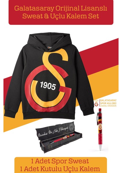 Orijinal Lisanslı Büyük Logo Çocuk Sweat + Uçlu Kalem Set