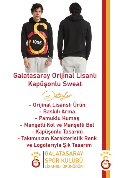 Orijinal Lisanslı Kapüşonlu Logo Erkek Sweat Gs Bileklik Set Ahşap Kutulu