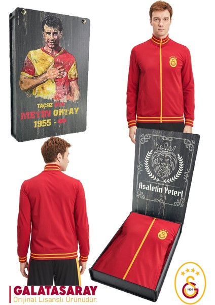 Orijinal Lisanslı Dik Yaka Fermuarlı Erkek Sweat Metin Oktay Baskılı Hediyelik Ahşap Kutulu
