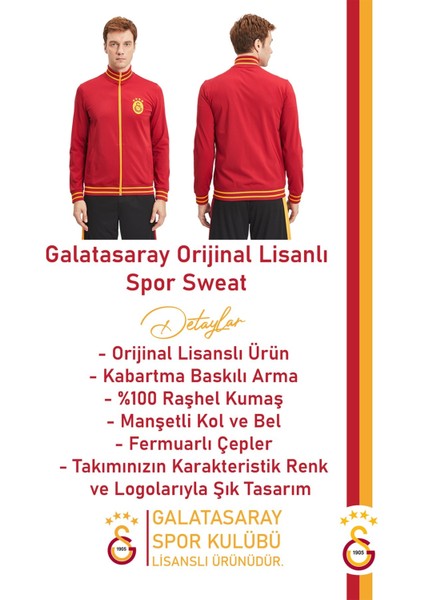 Orijinal Lisanslı Dik Yaka Fermuarlı Erkek Sweat Gs Aslan Baskılı Hediyelik Ahşap Kutulu