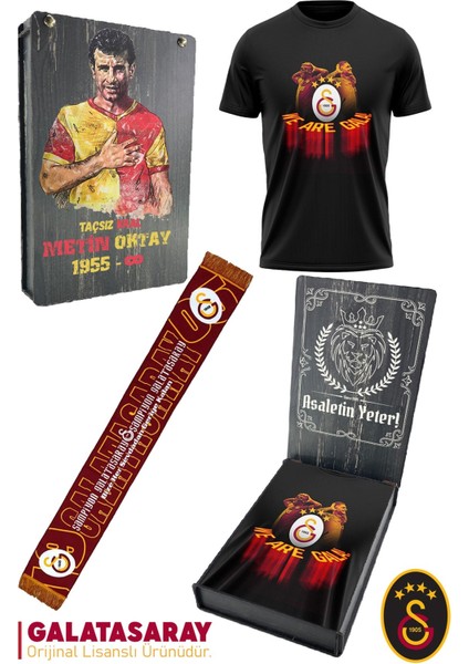 Orijinal Lisanslı We Are Gala T-Shirt + Şal Kaşkol Set Hediyelik Ahşap Kutulu