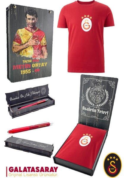 Orijinal Lisanslı Arma T-Shirt + Uçlu Kalem Set Hediyelik Ahşap Kutulu