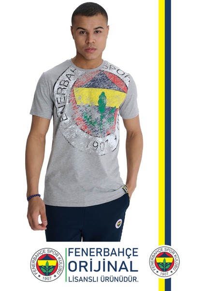Orijinal Lisanslı 6 Renk Logo Gri Tribün T-Shirt