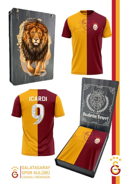 Orijinal Lisanslı Icardi Taraftar T-Shirt Gs Aslan Baskılı Hediyelik Ahşap Kutulu