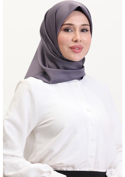 Düz Twill Eşarp 19096-14 Füme