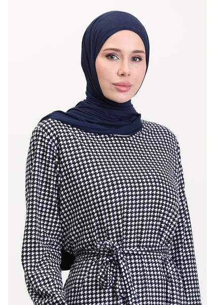Kuşaklı Emrpime Süet Elbise 4582F-02 Lacivert modelleri