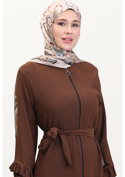 Eteği Büzgülü Ferace 1059-06 Kahverengi modelleri