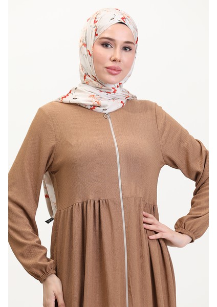 Kolu Lastikli Fermuarlı Ferace 5056-01 Sütlü Kahve modelleri