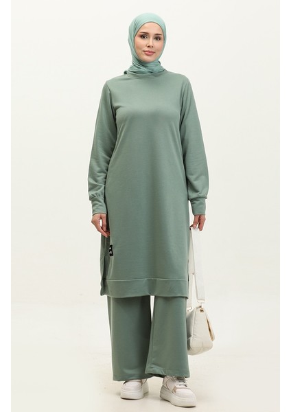 Iki Iplik Tunik Pantolon Ikili Takım 0001-11 Açık Çağla Yeşili