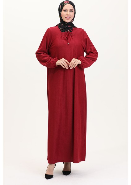 Kare Yaka Elbise 99490701-02 Bordo