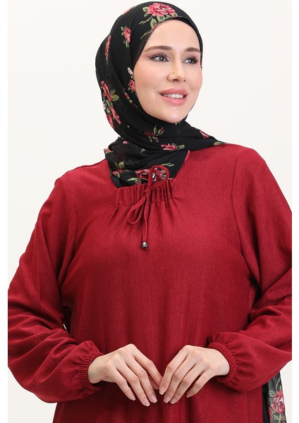 Kare Yaka Elbise 99490701-02 Bordo modelleri
