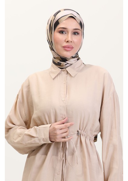 Modal Kumaş Tunik Pantolon Ikili Takım 4064-02 Bej modelleri