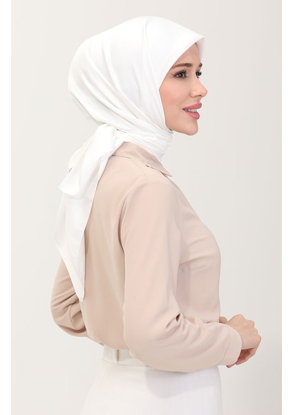 Düz Twill Eşarp 19096-01 Beyaz