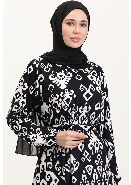 Kuşaklı Emrpime Süet Elbise 4582J-01 Siyah modelleri