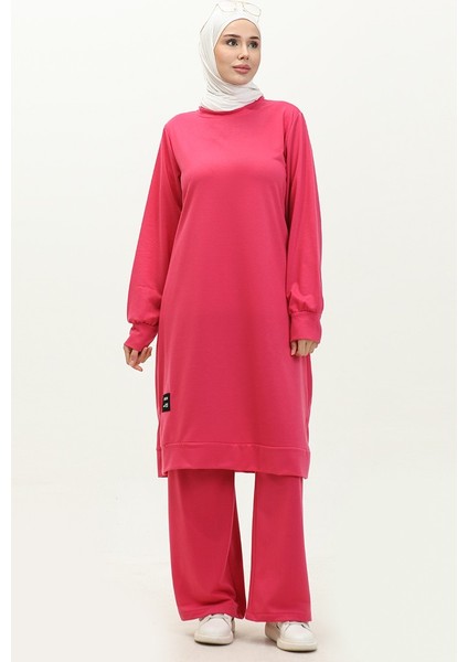 Iki Iplik Tunik Pantolon Ikili Takım 0001-07 Fuşya