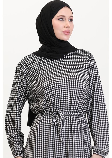 Kuşaklı Emrpime Süet Elbise 4582F-01 Siyah modelleri