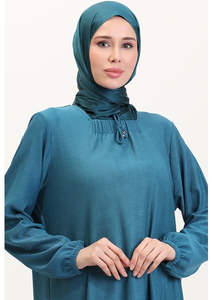 Kare Yaka Elbise 99490701-05 Turkuaz modelleri