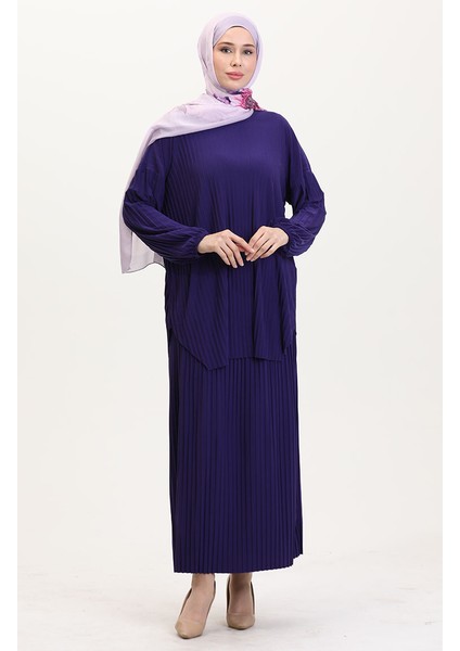 Piliseli Tunik Etek Ikili Takım 0015-01 Mor
