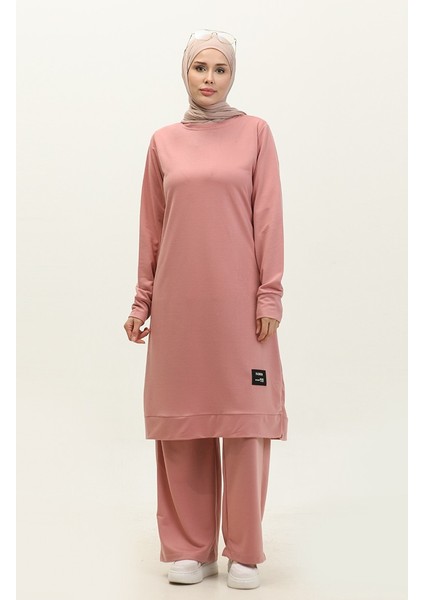 Iki Iplik Tunik Pantolon Ikili Takım 0001-02 Pudra