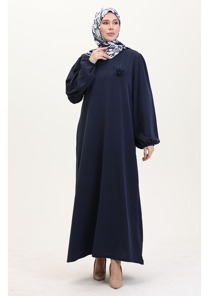 Broş Detaylı Elbise 0017-03 Lacivert fiyatları