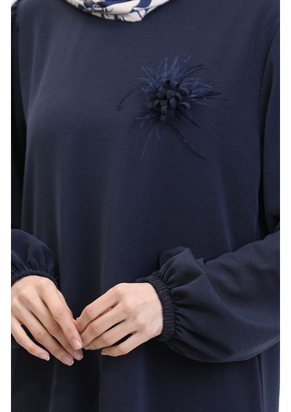 Broş Detaylı Elbise 0017-03 Lacivert fırsatları