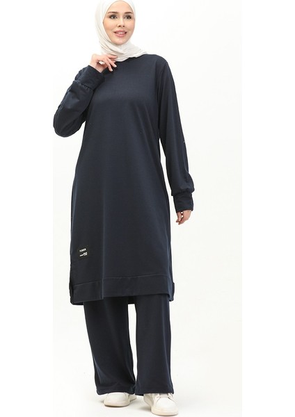 Iki Iplik Tunik Pantolon Ikili Takım 0001-06 Lacivert