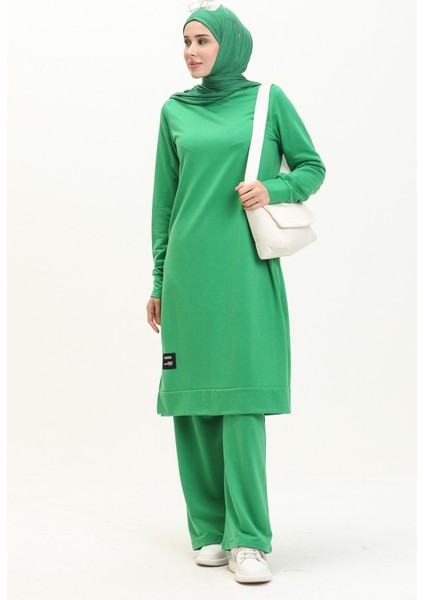 Iki Iplik Tunik Pantolon Ikili Takım 0001-10 Yeşil