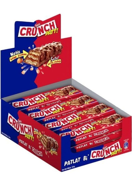 Crunch Patt Sütlü Çikolatalı Pirinç Patlaklı Gofret 27 gr x 12 Adet